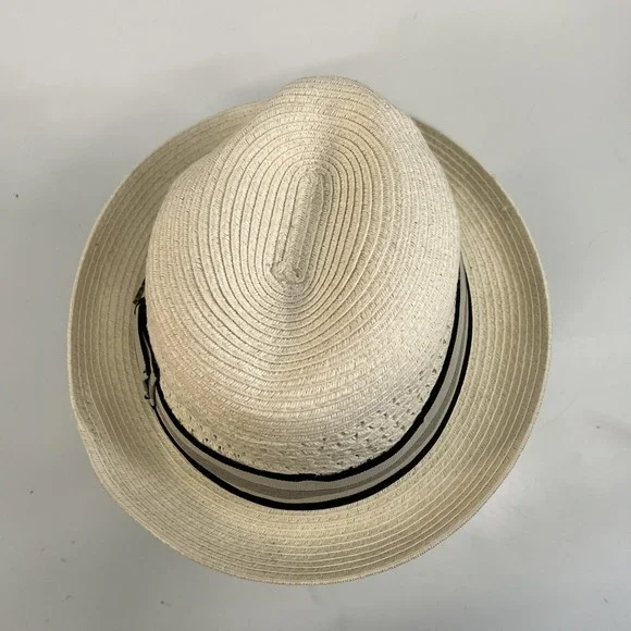 Scala Classico Hat Fedora Fitted Mens XLarge White Toyo Straw Summer Dressy - Picture 5 of 12